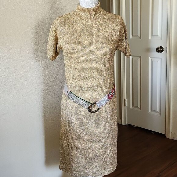 Vintage Sally Gee Metallic Shimmer Pencil Dress - Picture 5 of 10